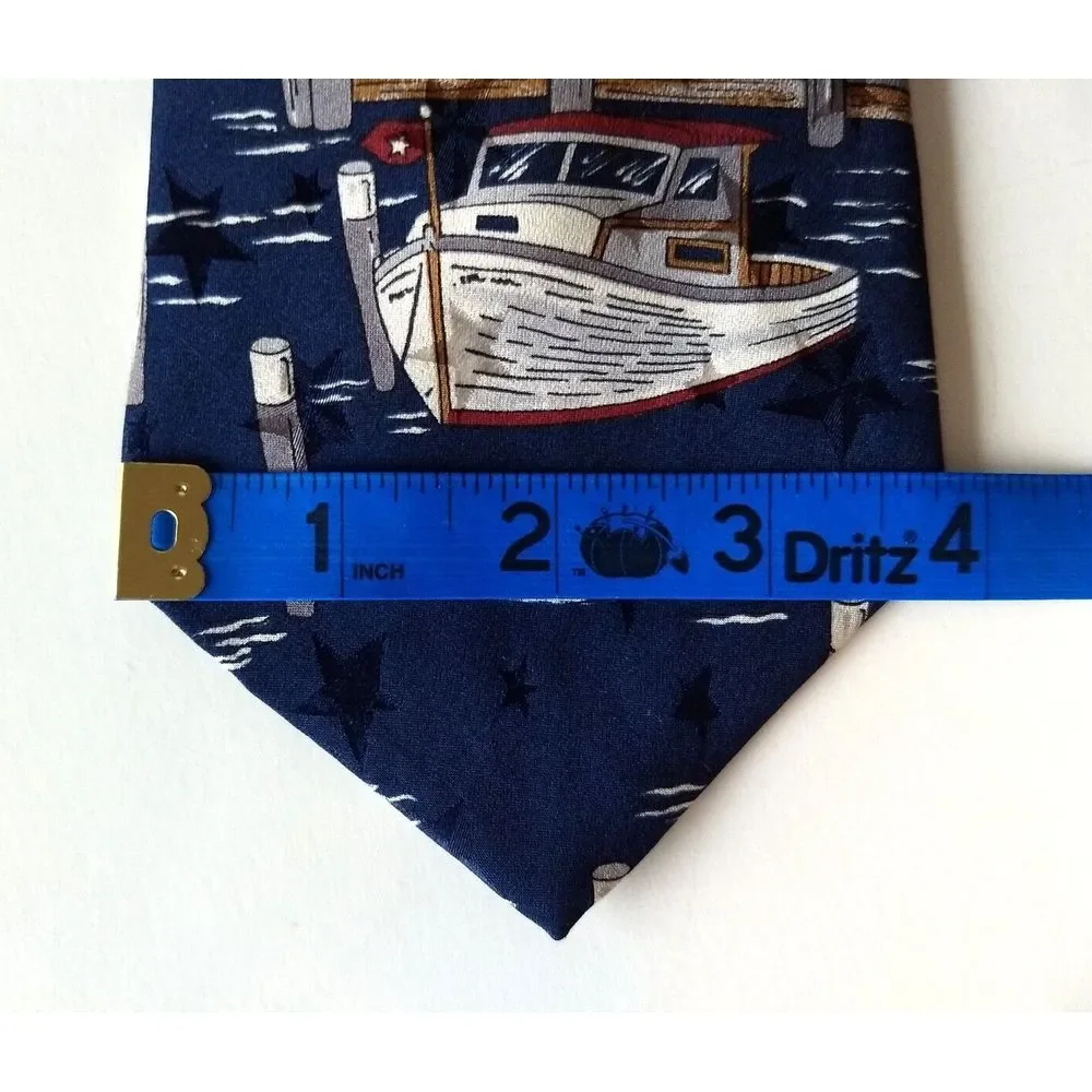 TANGO MAX RAAB Mens Neck Tie 100% Silk Americana Series New England Village Boat